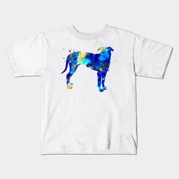 Blue Lacy Dog Dog Watercolor Painting Kids T-Shirt by Miao Miao Design